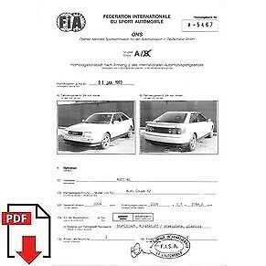 1993 Audi Coupé S2 FIA homologation form PDF download